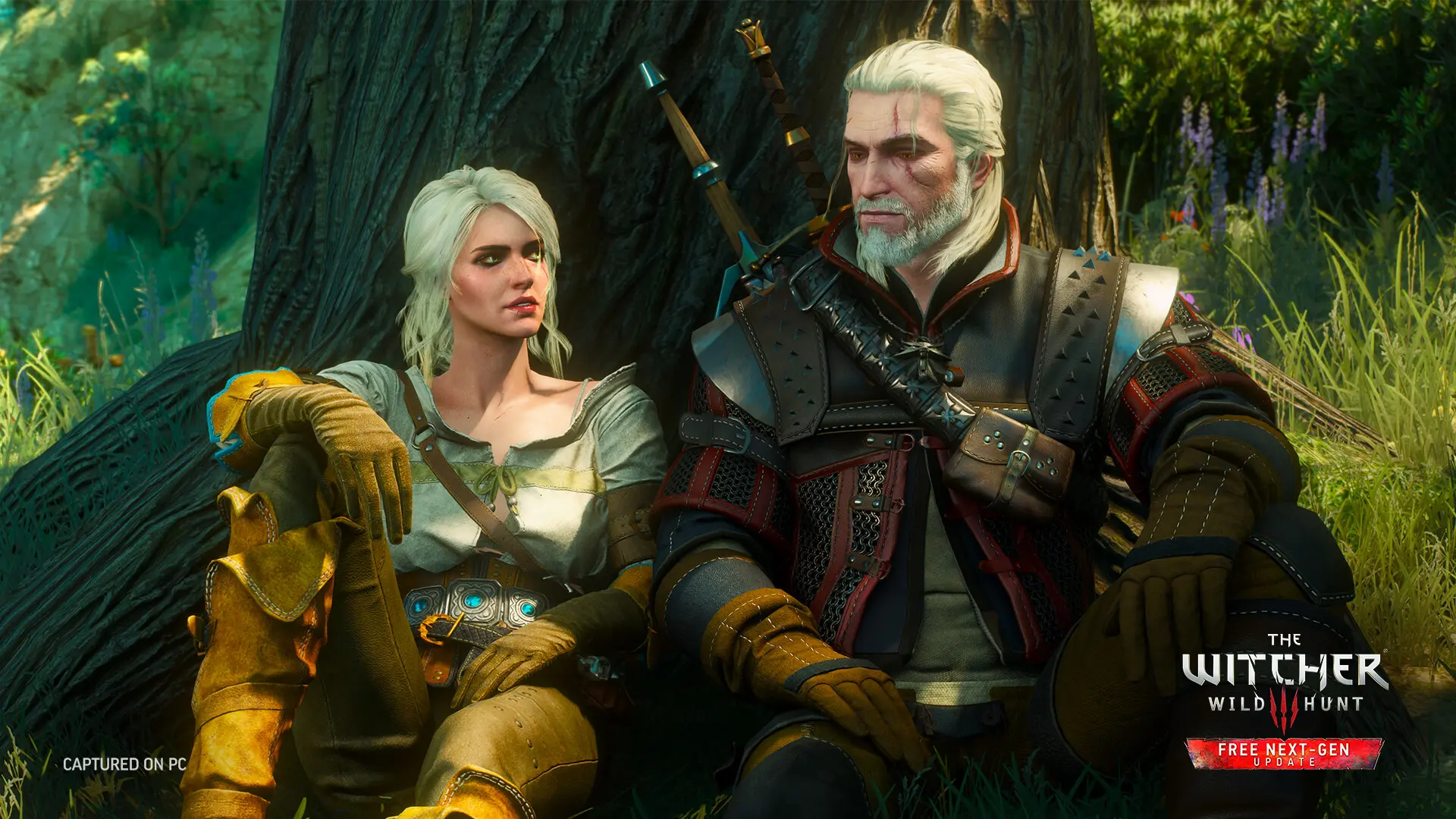 Cena de The Witcher 3 com Siri e Geralt