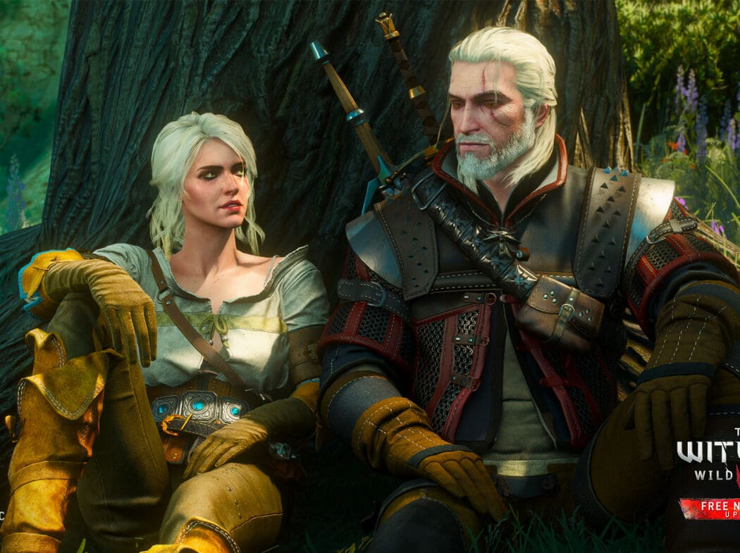 Cena de The Witcher 3 com Siri e Geralt