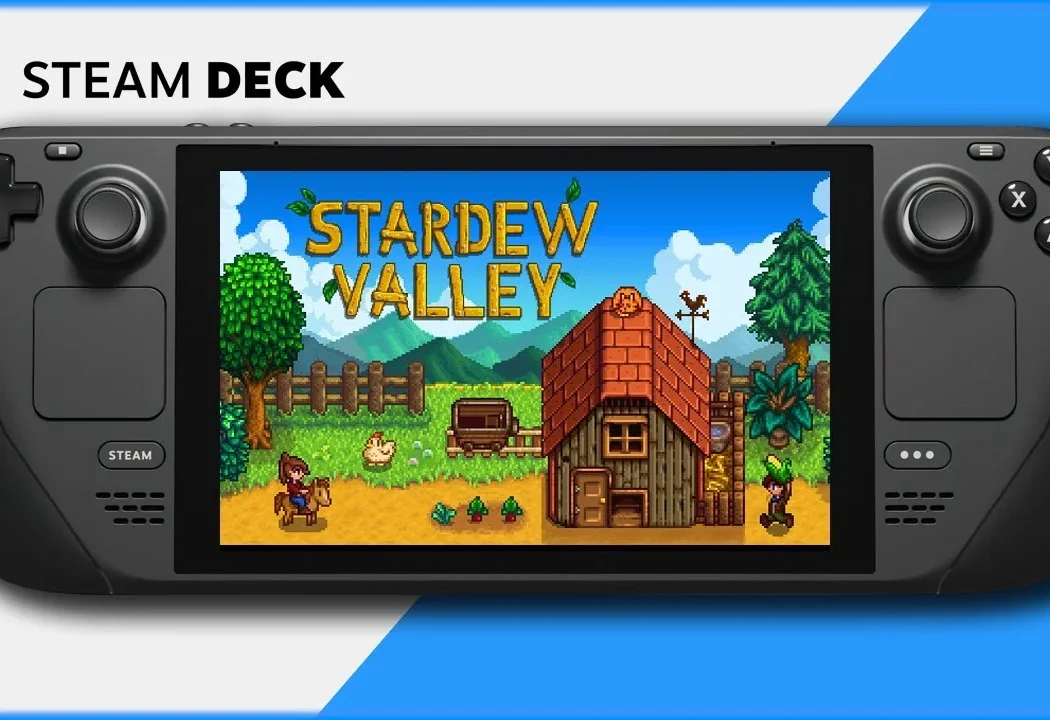 Montagem com o jogo Stardew Valley no Steam Deck