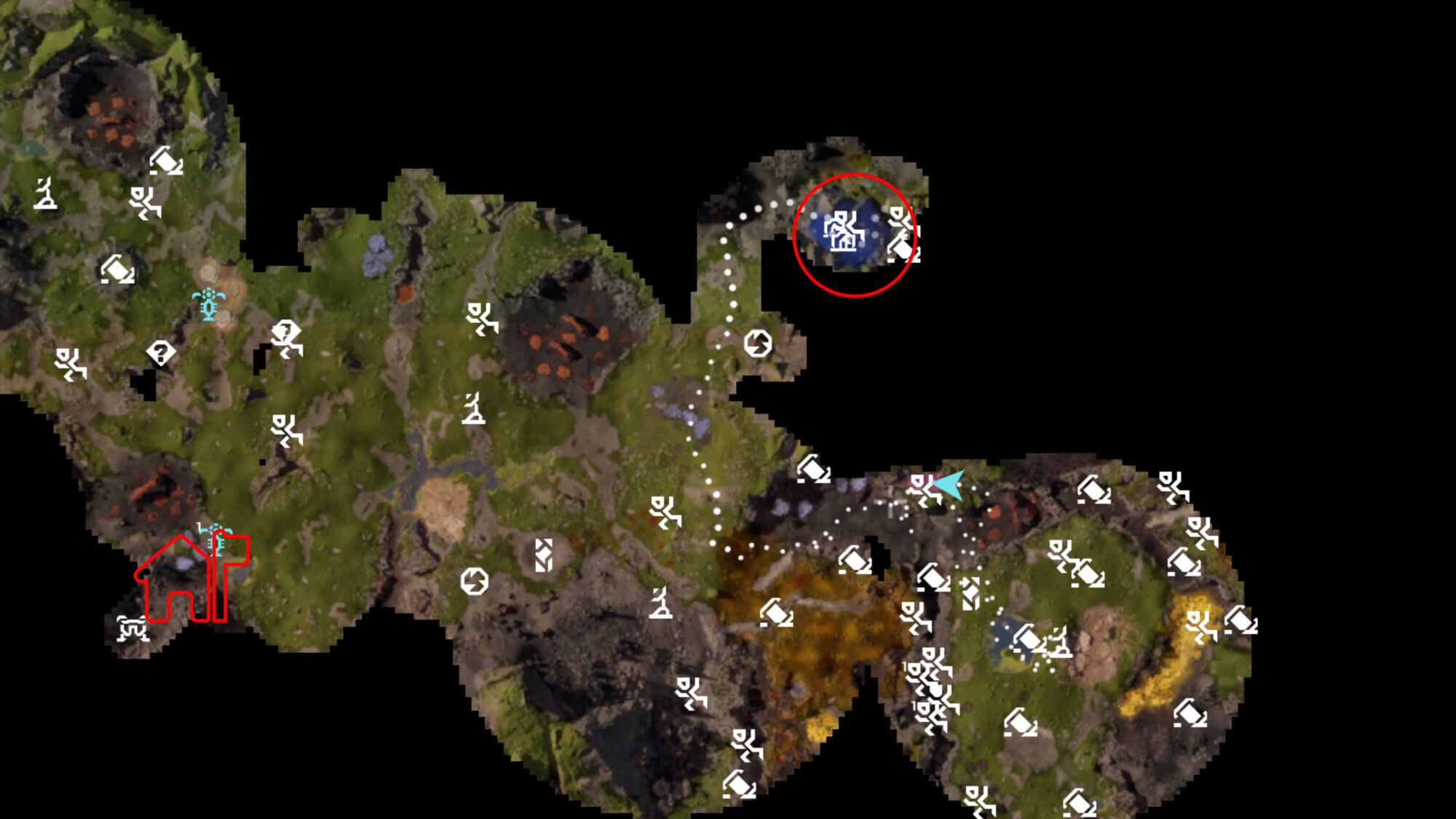 Guia: Onde encontrar a planta do Estabilizador em StarRupture — baú azul nas montanhas