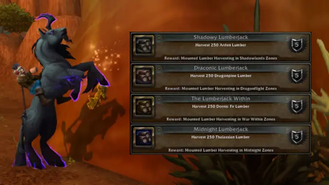 WoW: novas conquistas do beta permitem coletar madeira montado — Druidas têm vantagem